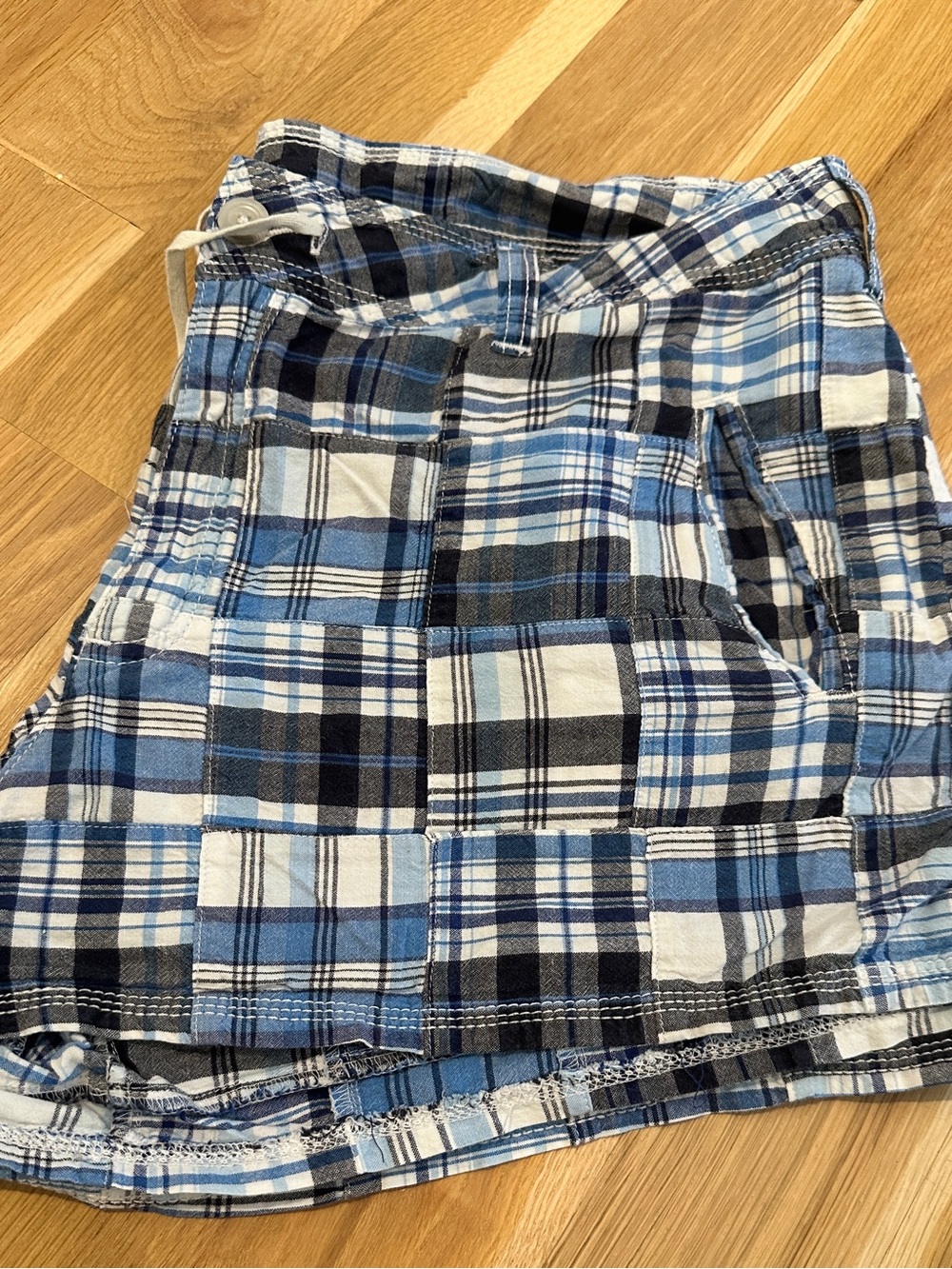 GAP Blue and White Plaid Cargo Shorts